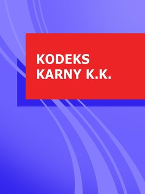 cover image of Kodeks karny k.k.